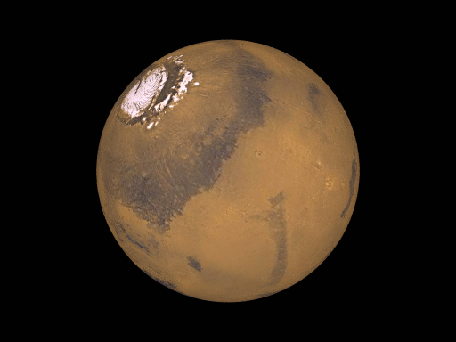 Mars animation, North Polar view