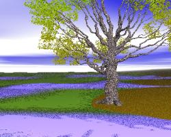 pov-ray model of an oak tree in spring